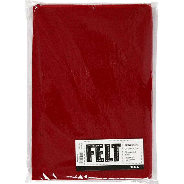 Hobby filt-Rød farger 10 ark