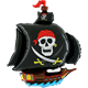 Pirat skip svart 1 Stor folieballong - 79cm